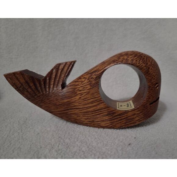 Lot 6 Wooden Whale Napkin Rings Philippines Nautical Dinner Party - Picture 3 of 8